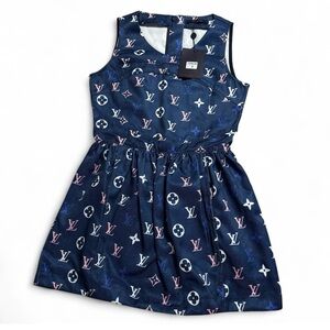 Louis Vuitton Navy Dress with Pink and White Accents